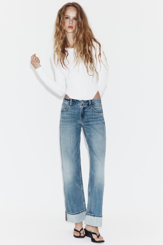 JEANS TRF RECTOS FOLD UP TIRO MEDIO