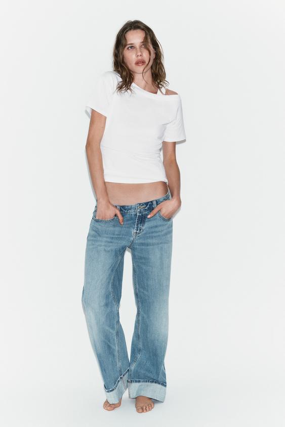 JEANS TRF RECTOS FOLD UP TIRO MEDIO