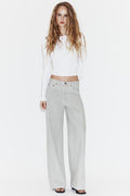 JEANS TRF WIDE LEG TIRO MEDIO