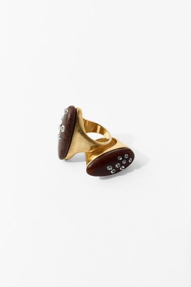 PACK 2 ANILLOS OVALADOS EFECTO MADERA BRILLOS