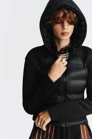 CHAQUETA ACOLCHADA COMBINADA CAPUCHA DESMONTABLE