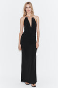 VESTIDO DRAPEADO CUELLO JOYA
